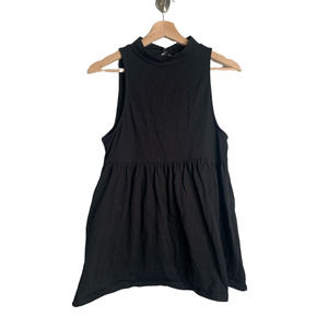 Free People Retro Mock Neck Sleeveless Peplum Tunic Black Size Small
